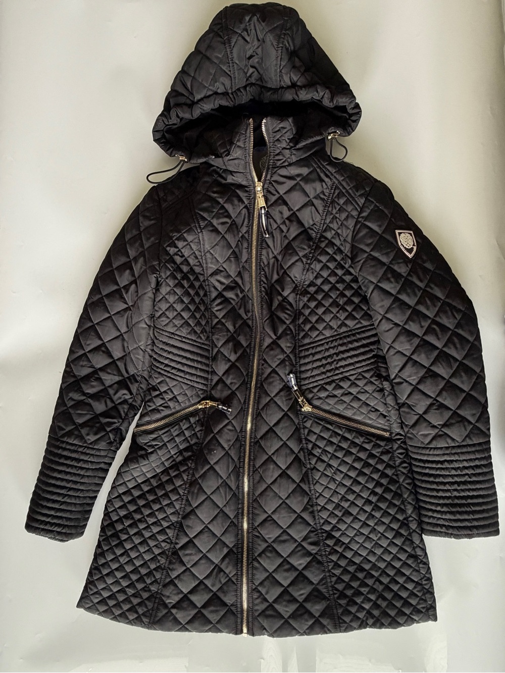Vince Camuto Black Quilted Hooded Puffer Coat